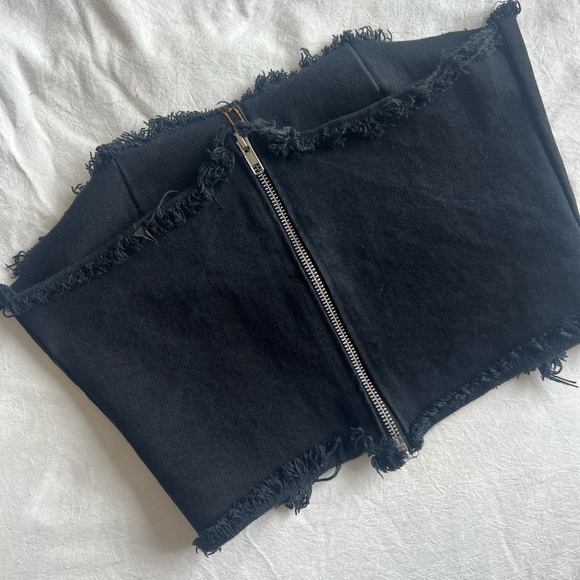 BLACK DENIM STRAPLESS TOP - Picture 5 of 7